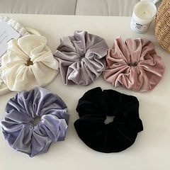 Female Velvet Solid Colored Large High Elastic Thick Thin Hair Scrunchies Fashion Elegant Simple Hair Ties Accessories for Daily