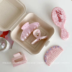 Hot Sale Pink Kawaii Aesthetic Hair Claws Comb Set Cute Acetate Stock Hair Clips for Women and Kids for Daily Use