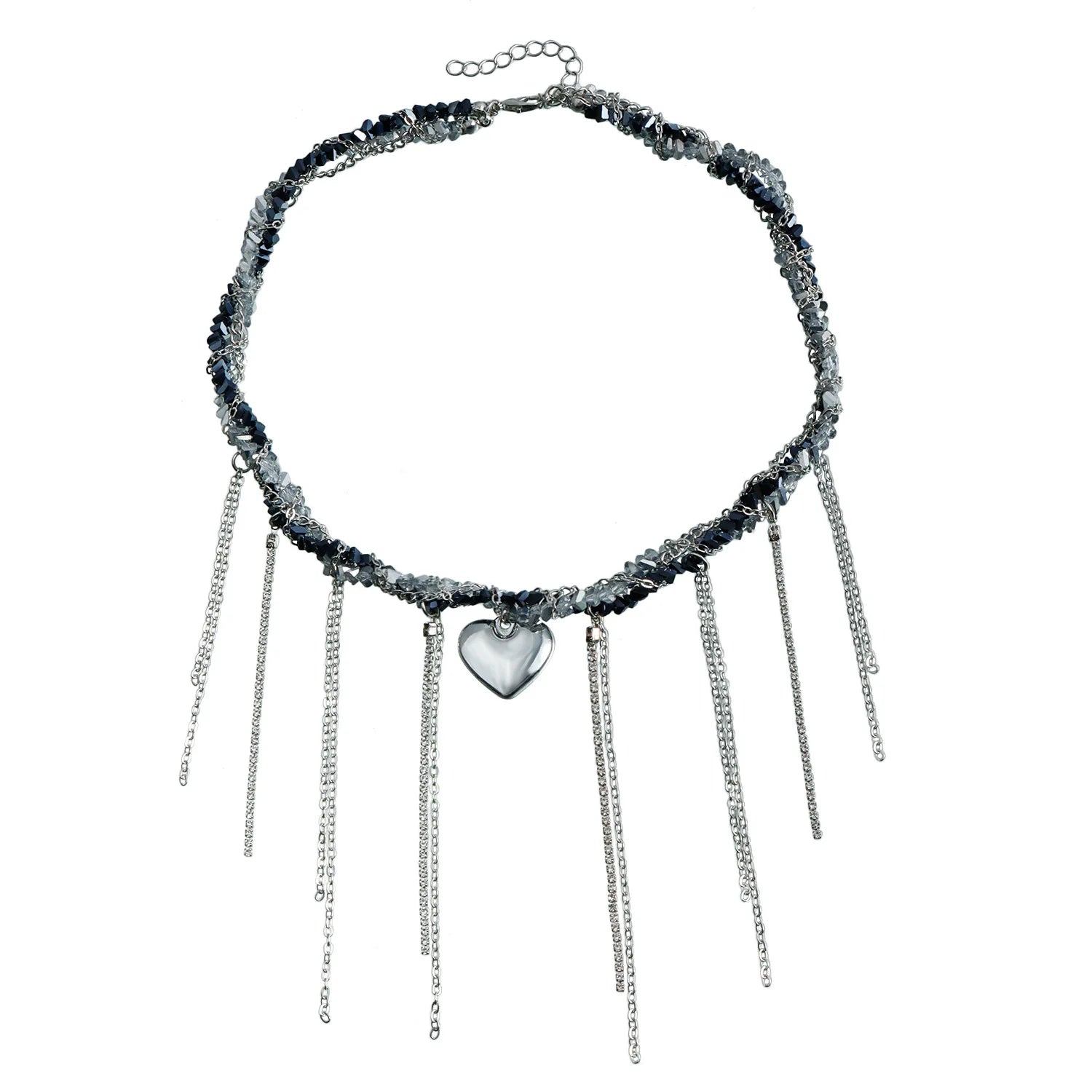 Fashion Heart Shaped Tassel Trendy Necklaces for Girls Trendy Sweet Dainty Glamorous Jewellry for Women Ladies Accessories