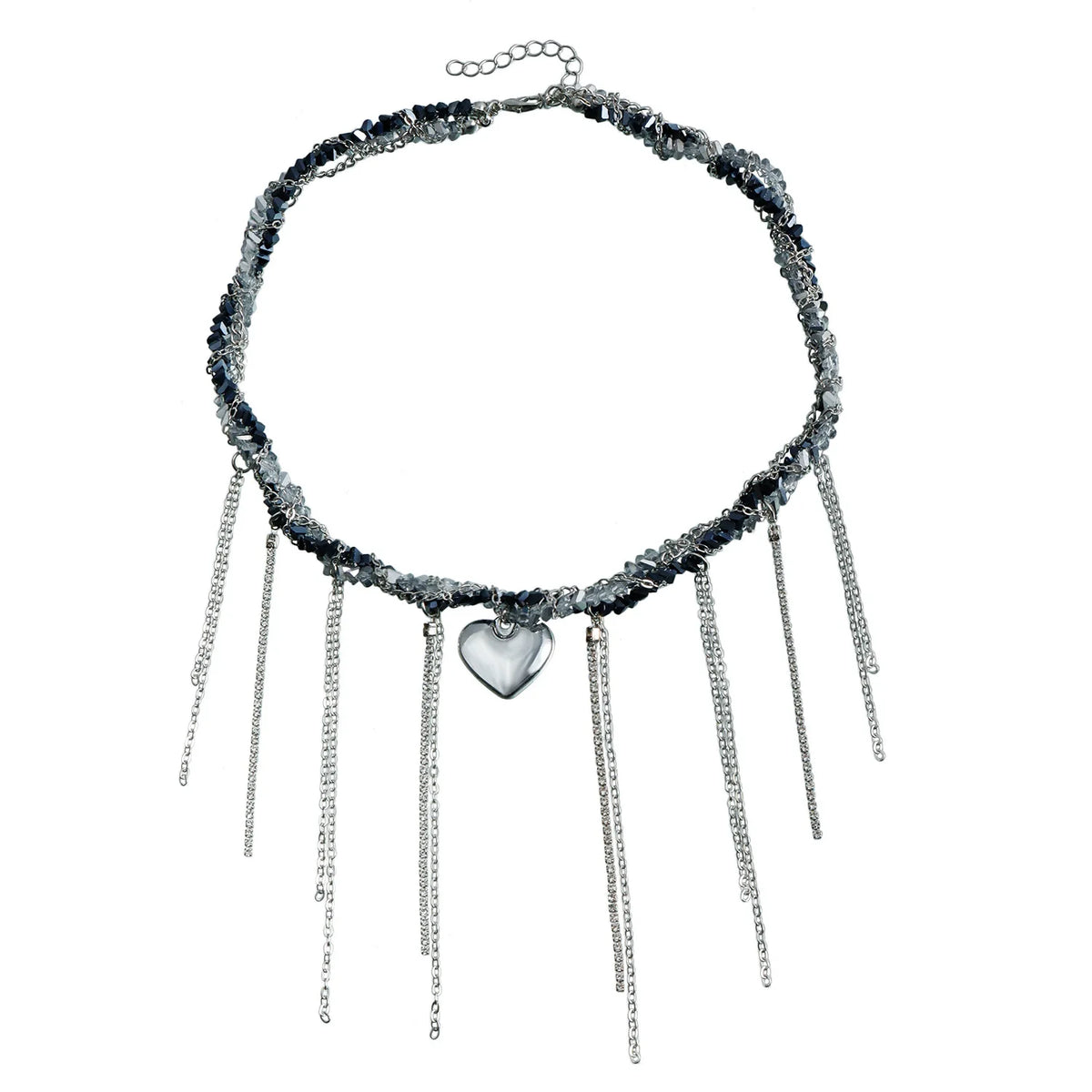 Fashion Heart Shaped Tassel Trendy Necklaces for Girls Trendy Sweet Dainty Glamorous Jewellry for Women Ladies Accessories