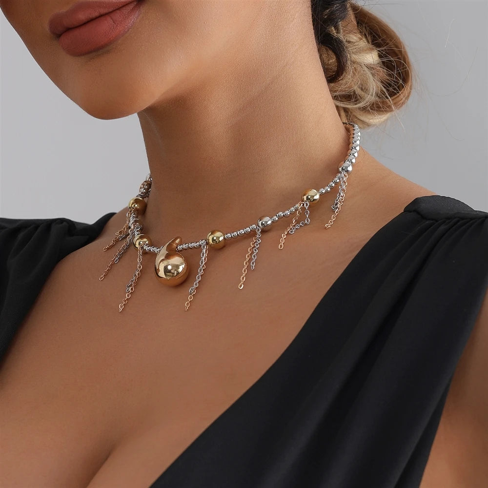 Fashion Trendy Beads Glamorous Link Tassel Vintage Necklaces for Girls Sweet Spicy INS Style Jewelry for Women Ladies Accessory