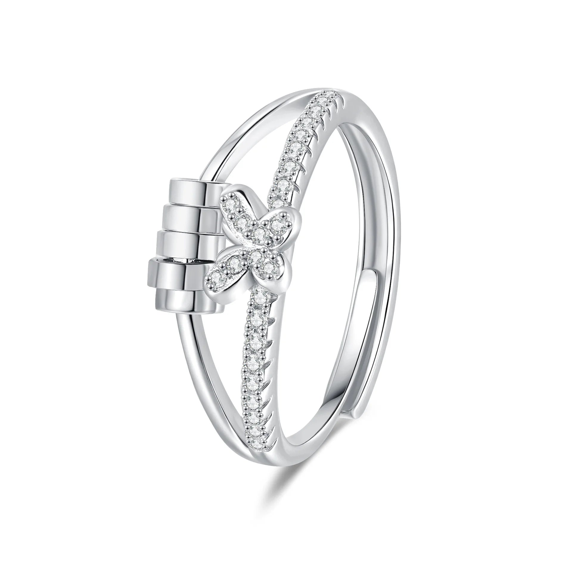 Magic Crown Rotating Bead Rings Stress Relief and Anxiety Fashion Trendy Heart Open Setting Rings Unisex Accessories Wholesale