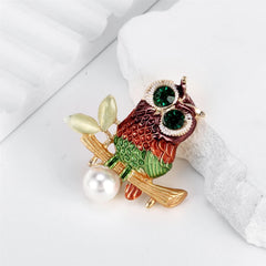 Fashion Glitter Sparking Luxury Rhinestone Birds Owl Brooches for Girls Sweet Pins Jewelry for Women Ladies Accessories Hot Sale