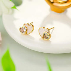 Fashion Pearl Glitter Luxurious Stud Earrings for Girls Heart Shaped Rhinestone Jewellry for Women Ladies Accessories Wholesale