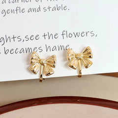 Fashion Simple Clip on Earrings for Girls Sweet Bowknot Minimalistic Trendy Jewelry for Women Ladies Accessories Wholesale
