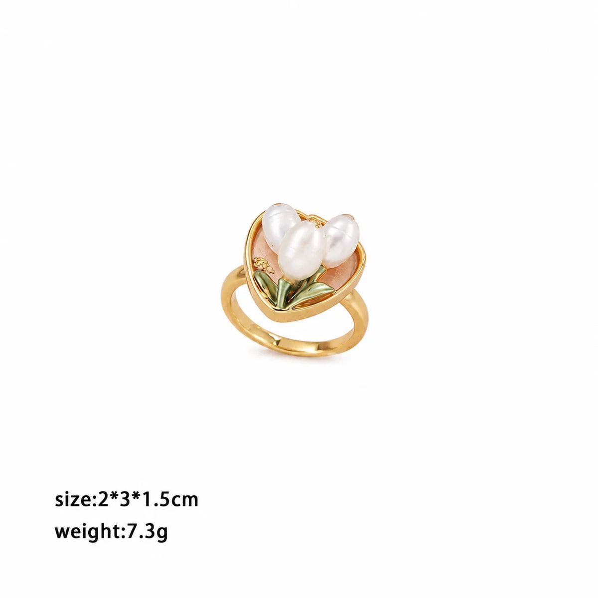 Fashion Freshwater Pearl Flowers Copper 18K Gold Plated Rings for Girls Sweet Elegent Jewelry for Women Ladies Wholesale Bulk