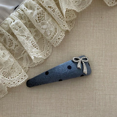 Women 2025 Hot Sale Dots Bowknot White Blue Snap Clips Fashion Elegant Glitter in Stock Hairpins Accessories for Female Office