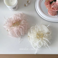 Hot Sale Solid Color Organza Hair Claw Clips Graceful Trendy Large Lightweight Elegant Style for Women with Thick Hair in Stock