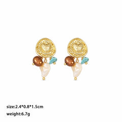 Fashion Turquoise Freshwater Pearl Shell Drop Earrings for Girls Boho Elegant Jewelry for Women Ladies Wholesale China Factory