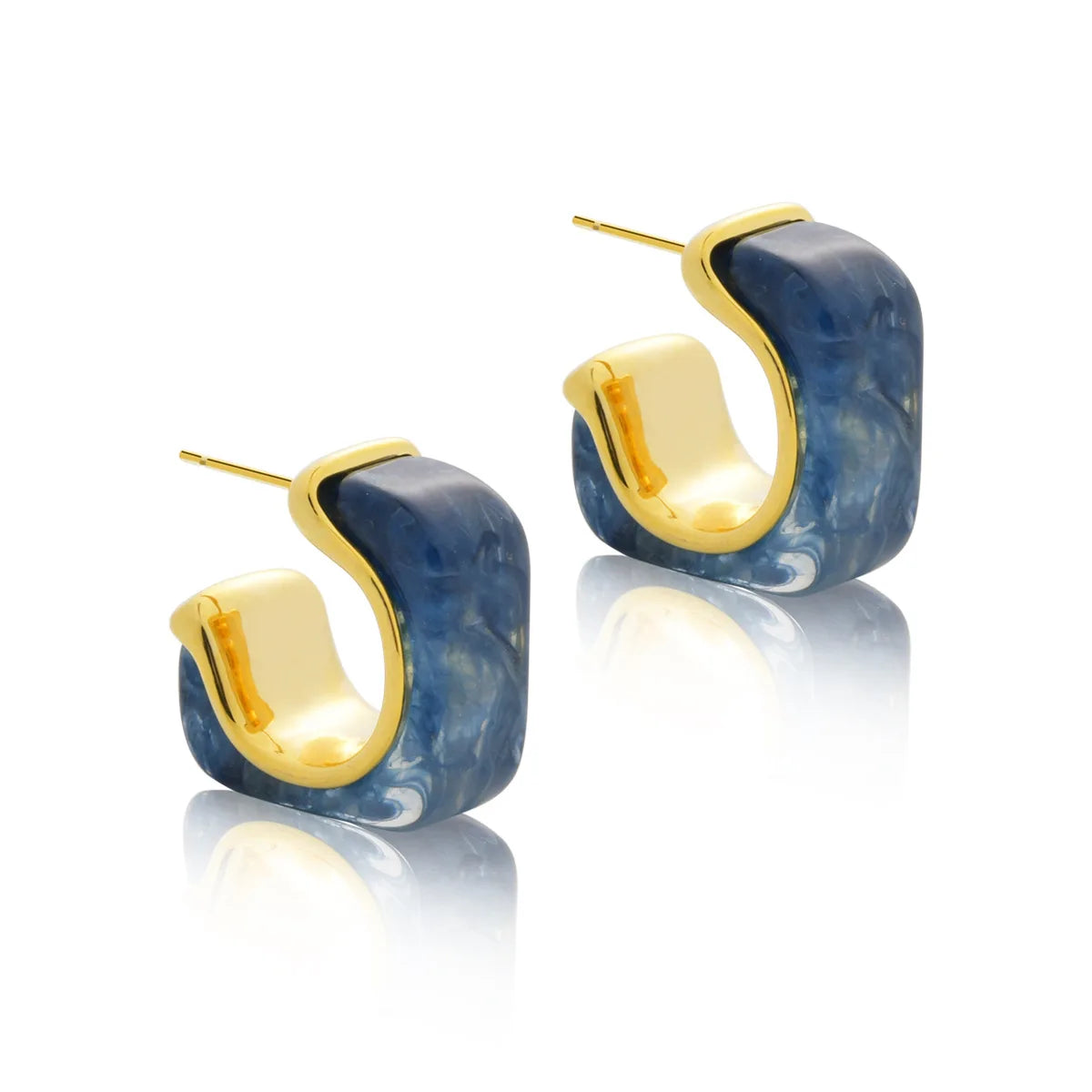 Retro Elegant  Geometric  Earrings Amber Resin Unique C-shaped Design Earrings Fashionable Luxury High-end Ear Accessories Women