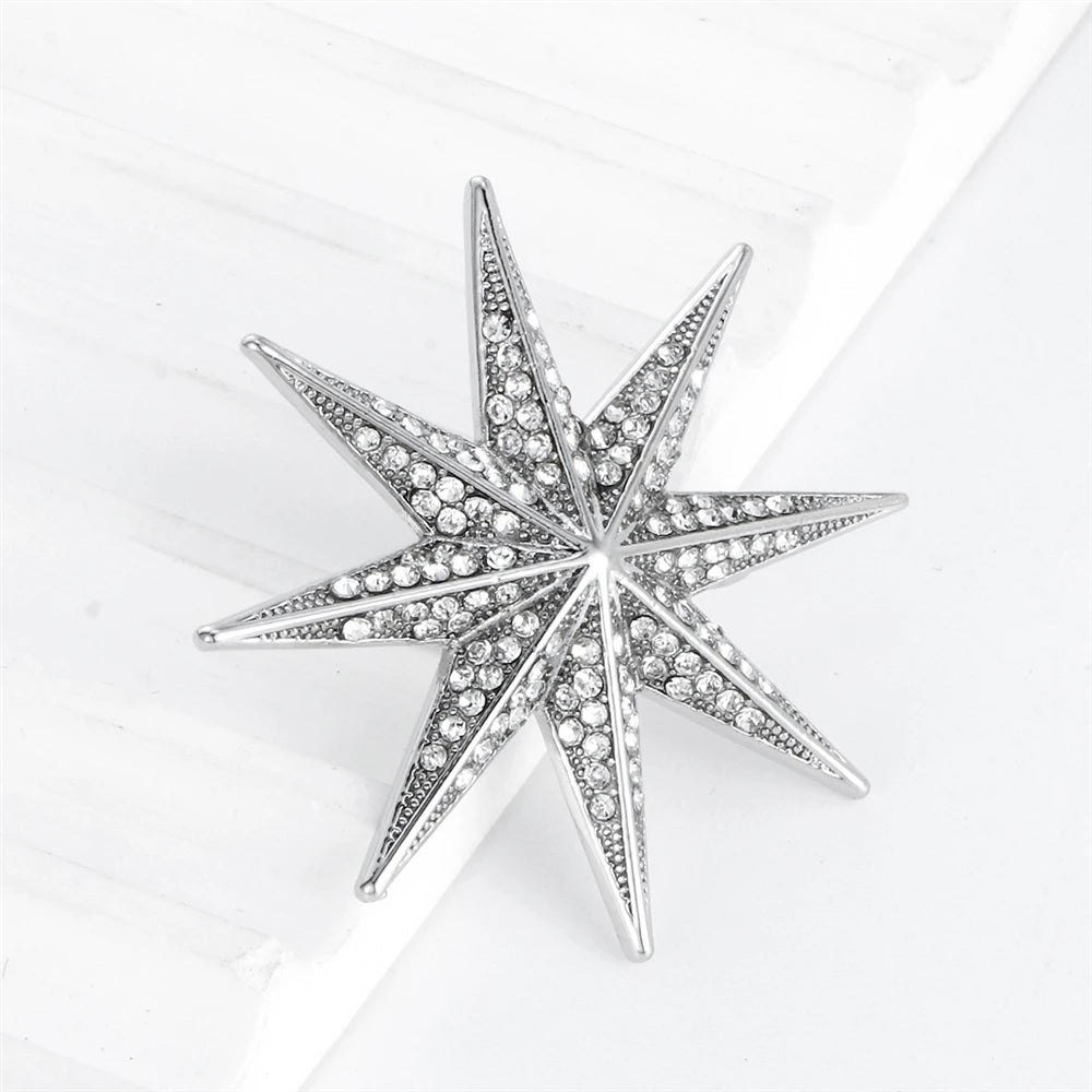 Fashion Simple Glitter Sparkle Star Brooches for Girls Elegant Minimalistic Trendy Jewelry for Women Lady Accessories Wholesale