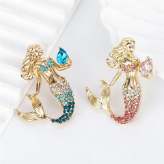 Fashion Alloy Sweet Mermaid Brooches for Girls Elegant Princess Glitter [Pins Jewelry for Women Ladies Accessories Wholesale