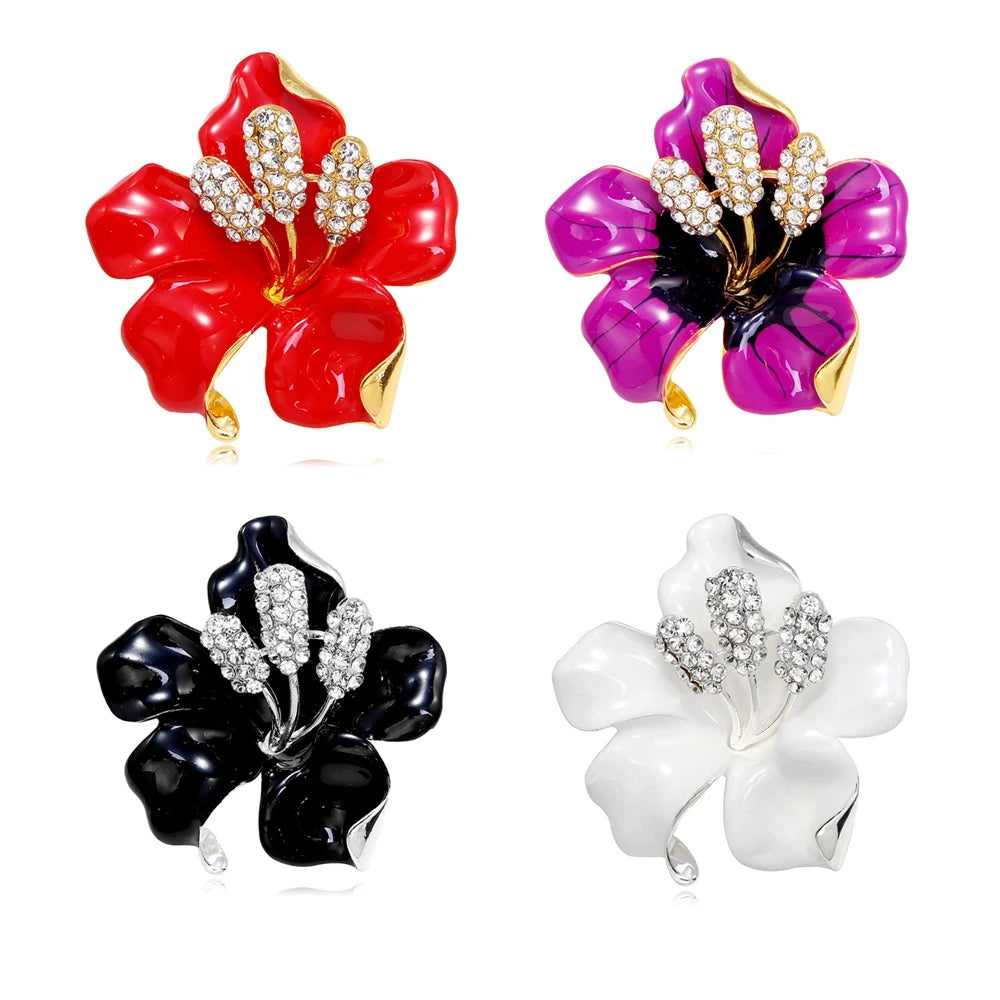 Fashion Flowers Glitter Sparking Brooches for Girls Glamorous Charms Pins Jewelry for Women Ladies Accessories New Design