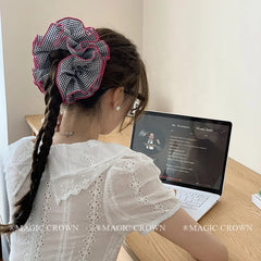 Fashion Plaid Flower Scrunchies for Girls Fabric High Elastic Quality Hair Ties for Women Ladies Durable Hair Accessories Summer