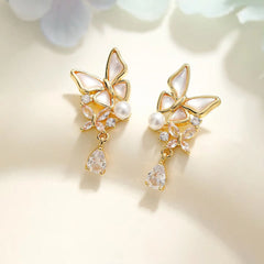 Fashion Fairy Butterfly Elegant Glitter Rhinestone Drop Earrings for Girls Sweet Jewellry for Women Lady Accessories Bijuterias