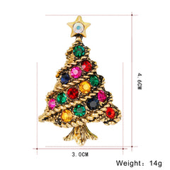 Fashion Glitter Sparkle Rhinestone Christmas Tree Trendy Brooches for Girls Sweet Elegant Dainty Glamorous Jewelry for Women
