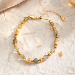 Fashion Natural Stone Mother of Pearl Beads Bracelets for Girls 18K Gold Plated Jewelry for Women Ladies Accessories Wholesale