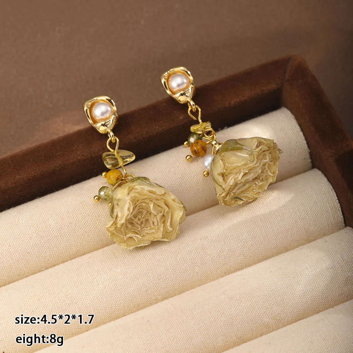 Fashion Vintage Dried Flowers Drop Earrings for Girls Elegant Luxury Jewelry for Women Ladies Wholesale China Factory Bulk
