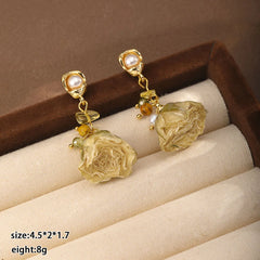 Fashion Vintage Dried Flowers Drop Earrings for Girls Elegant Luxury Jewelry for Women Ladies Wholesale China Factory Bulk