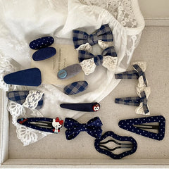 Classic Plaid Lace Bowknot Hair Clips for Baby Girls Simple Chic Fashion Alligators for Kids Children Teens Hair Accessories