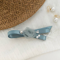 Bowknot Imitation Pearl Heart Flower Hair Clips for Girls Elegant Princess Style Alligator for Women Ladies Hair Accessories