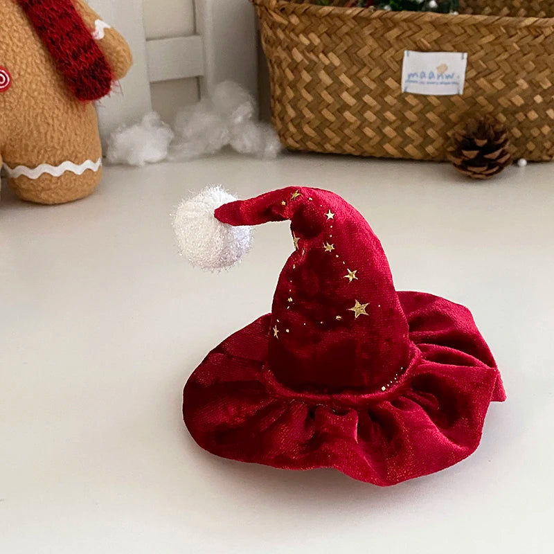 2025 Christmas Classic Solid Color Star Hair Clips for Baby Girls Hat Velvet Sweet Alligators for Kids Child Hair Accessories