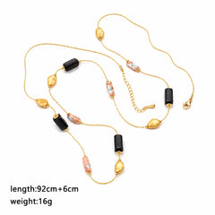 Unisex Gold Chain Wooden Cylinder Copper Beads Natural Stone Necklace Fashion Charms Dainty Low MOQ in Stock Jewelry for Daily