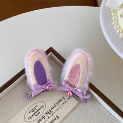 Cute Sweet Rabbit Ear Hair Clips for Baby Girls Colorful Kawaii Fashion Trendy Alligators for Women Ladies Hair Accessories