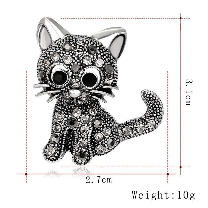 Fashion Glitter Dainty Glitter Cats Brooches for Girls Animals Cute Pins Jewelry for Women Ladies Accessories Chinese Supplier