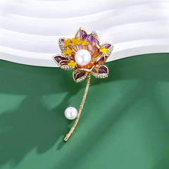 Fashion Chinese Style Imitation Pearl Brooches for Girls Elegant Flowers Floral Pins Jewelry for Women Ladies Accessories Chic