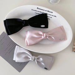 Girly Aesthetic Solid Color Bowknot Barrette Clips Elegant Simple Fashion in Stock Hairpins for Kid Children Daily Causal School