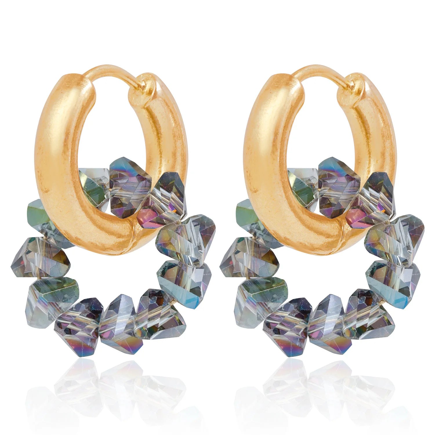 Fashion Rhinestone Hoop Earrings for Girls Sweet Elegant Insta Style Glamorous Dainty Jewelry for Women Ladies Accessories