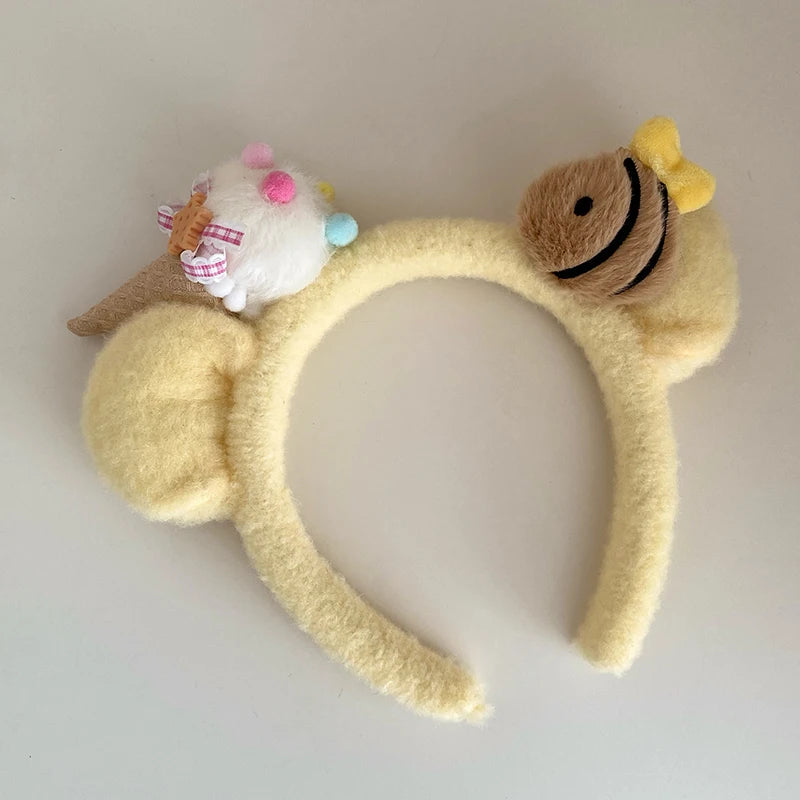 Cute Fashion Sweet Fluffy Hair Bands for Baby Girls Animals Bear Bowknot Bee Head Bands for Kids Children Hair Accessories