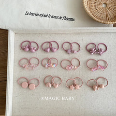 Girly Aesthetic Heart Star Rhinestone Small Hair Ties Sweet Fashion Solid Color Scrunchies Accessories for Kids Children Daily