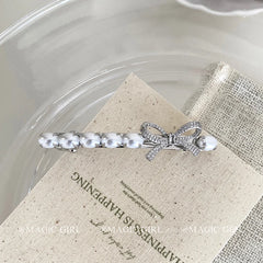 Sparkle Glitter Luxurious Hair Clips Chic Women's Alloy Barrettes Stylish Party Hair Accessories with Bowknot Design