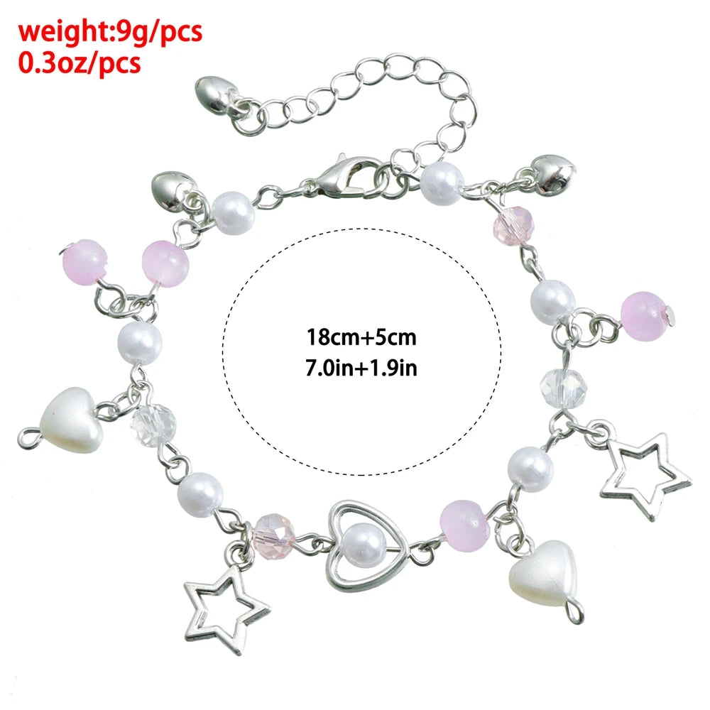 Fashion Sweet Star Imitation Pearl Bracelets for Girls Glamorous Kawaii Cute Refined Jewelry for Women Ladies Accessories