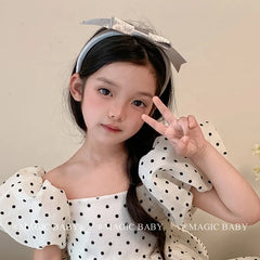 Solid Color Lustrous Bowknot Head Band for Baby Girls Sweet Cute Classic Hair Band for Kids Children Hair Accessories in Stock