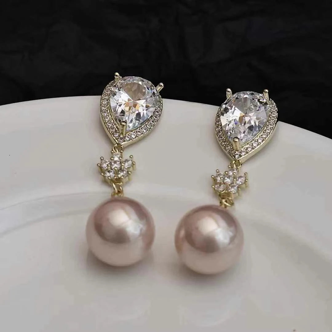Glitter Luxury Rhinestone Imitation Pearl Drop Earrings for Girls Sweet Elegant Jewelry for Women Ladies Accessories Wholesale