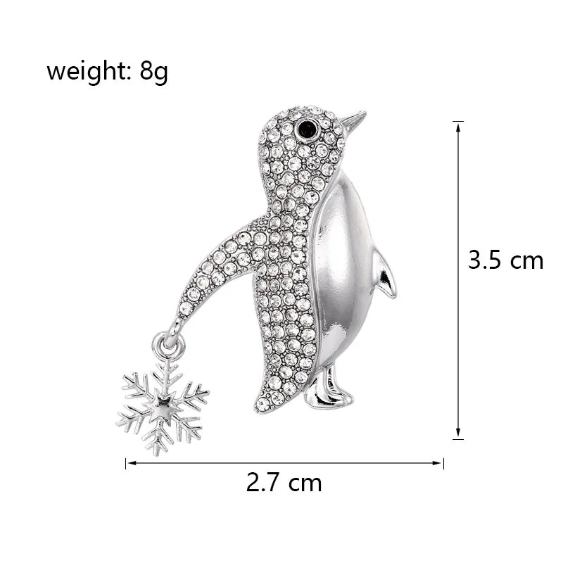 Fashion Snow Flake Birds Penguin Brooches for Girls Glitter Sparking Elegant Pins Jewelry for Women Ladies Accessories Wholesale