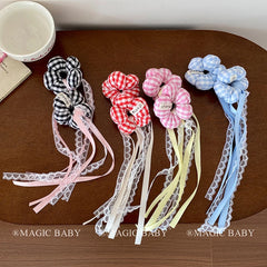 Flower Fashion Ribbon Lace Scrunchies for Baby Girls Sweet Cute Kawaii Hair Ties for Kids Children Hair Accessories in Stock