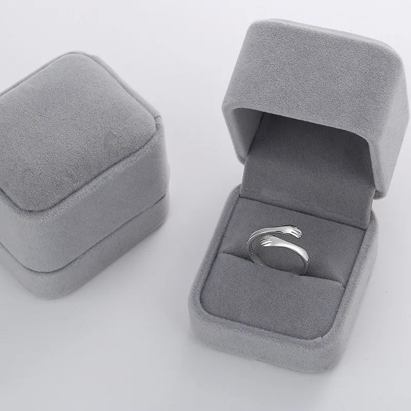 Love Embrace Couple Rings Gold Silver Korean Style Simple Fashion Open Ring Customizable Jewelry for Gift Wholesale Accessories