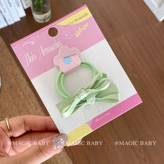 Sweet Cute Solid Color Bowknot Scrunchie for Girls Fashion Kawaii Simple Hair Ties for Kids Children Hair Accessories in Stock