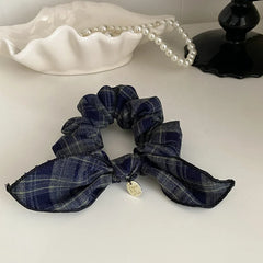 Simple Minimalistic Bowknot Fashion Scrunchies for Girls Plaid Elegant Hair Ties for Women Ladies Hair Accessories in Stock
