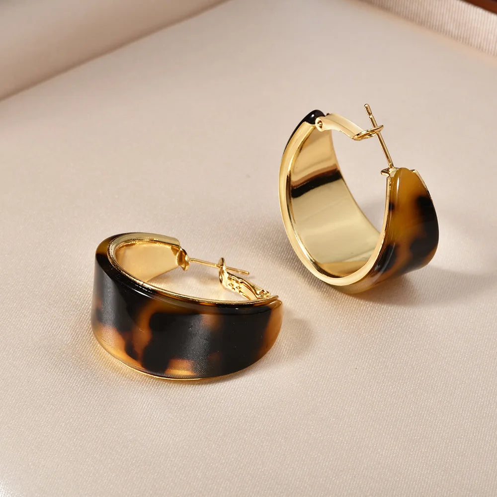 European and American Hoop Earrings C-shaped Fashion Elegant Earrings Leopard Print Luxury High-end Women's Earrings Wholesale