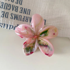 Solid Color Hawaii Style Flower Hair Claw Clips for Women & Girls Trendy Sweet Fashion Hair Accessories for Daily Use