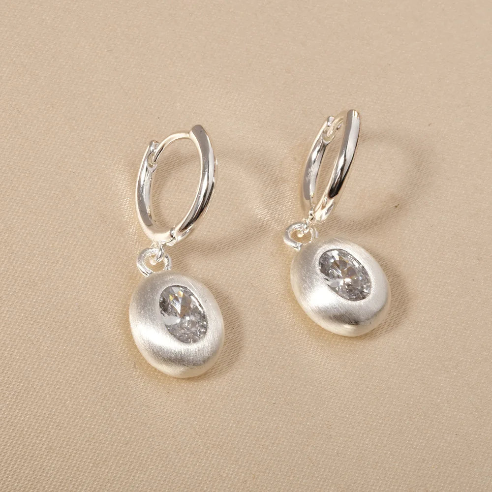 French-style Cute Zirconium-inlaid Hoop Earrings Gold Brushed Round Square Heart-shaped Small Ear Buckles Elegant Accessories
