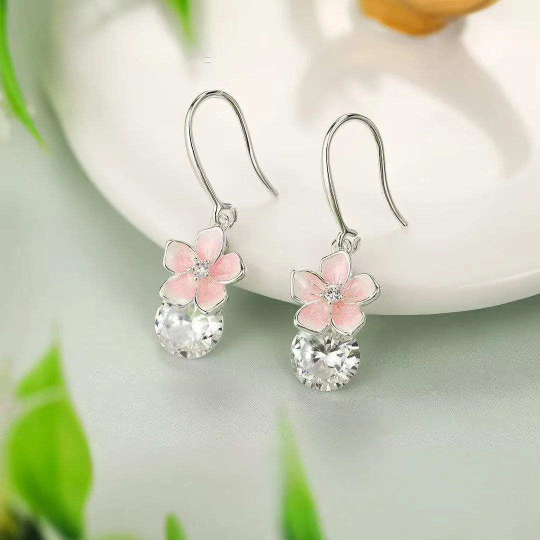 Women Flower Imitation Pearl Decorative Drop Earring Fashion Elegant Sweet Graceful Bulk Jewelry Accessories for Female Daily