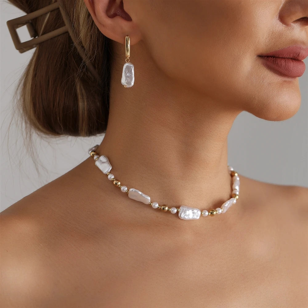 Fashion Sweet Elegant Beads Necklaces for Girls Glamorous Stylish Earrings Jewelry Suits Sets for Women Ladies Accessories