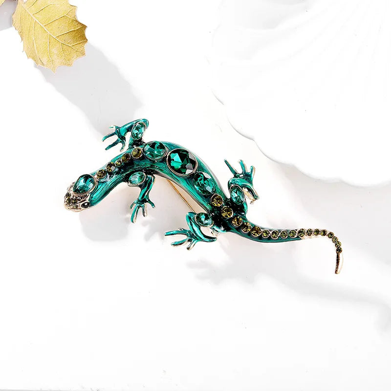 Fashion Glitter Animals Gecko Reptile Brooches for Girls Stylish Trendy Pins Jewelry for Women Ladies Accessories Wholesale