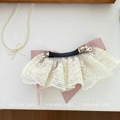 Women Pink Bowknot Tulle Simple Barrtte Clips Sweet Fashion Elegant Wholesale in Stock Hairpins Accessories for Female Daily Use